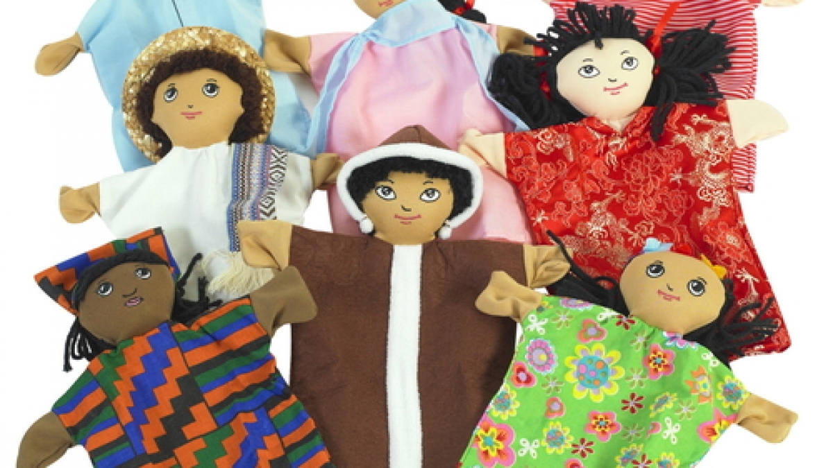 Children's Factory Various Skin Tone Ethnic Girl and Boy Puppet Set