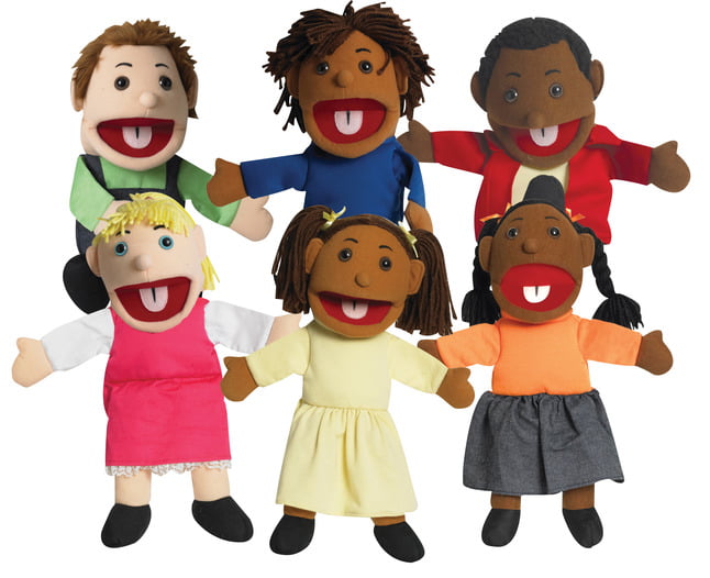 Children's Factory Various Skin Tone Ethnic Girl and Boy Puppet Set