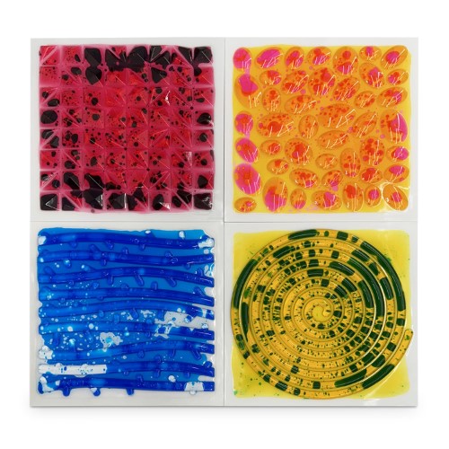 Kore Design Liquid Floor Tiles - Assorted Color - Textured Lava Squares - 4 Pcs Per Set