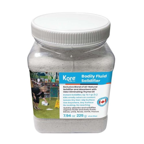 Kore Design™ Body Fluid Solidifier, Light Weight Absorbent, 1L Jug