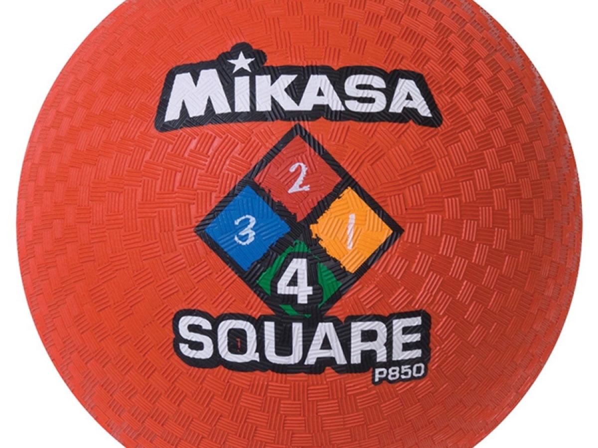 Rubber Cover Playground Ball, 8-1/2 Dia in, Red, 4-Square